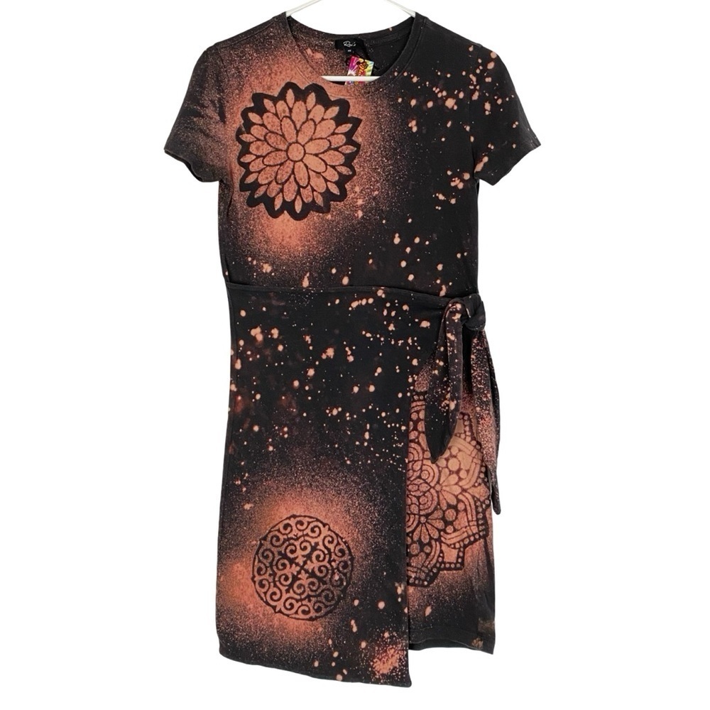 Rails Custom Dress Womens Size XS Upcycled Floral Mandala Tie Front Edie Jersey